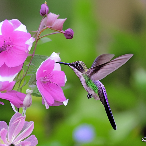 Aquilegia and Hummingbird