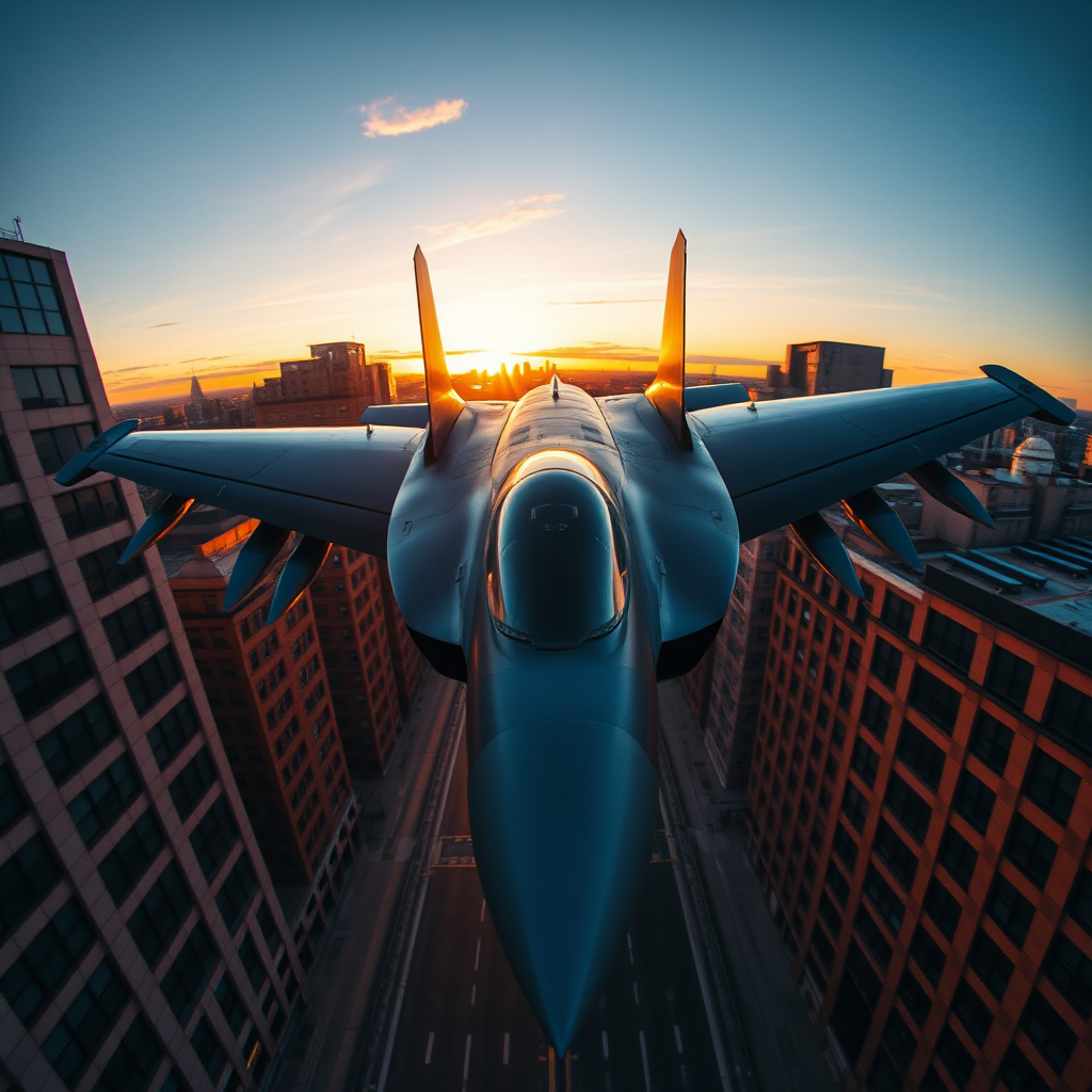Jet Flying Thru Street