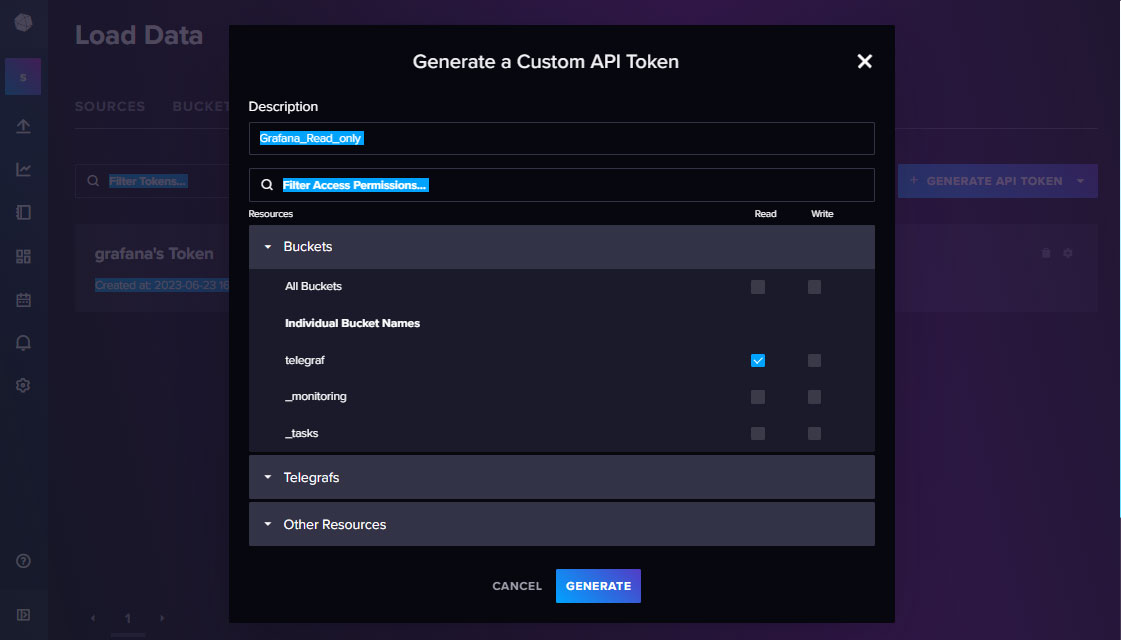 Grafana Read Only Token