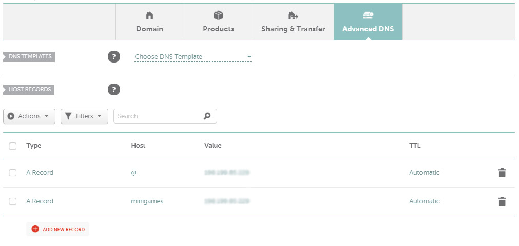 Namecheap Advanced DNS