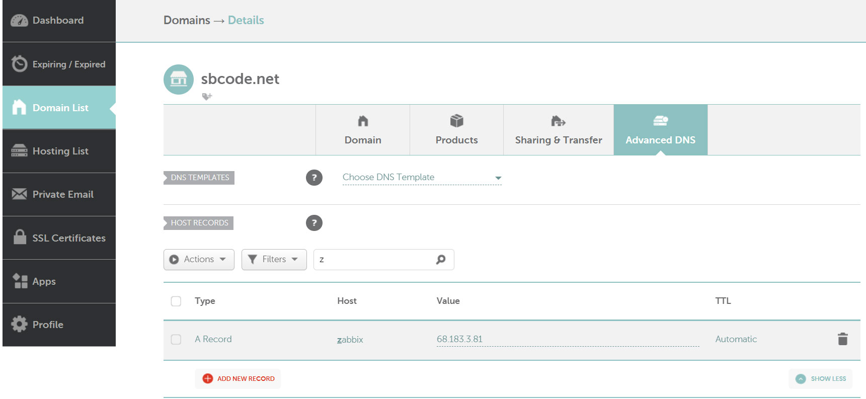 Namecheap Advanced DNS