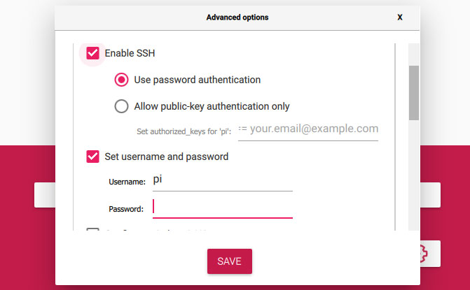 Raspberry Pi Imager set SSH and Username/Password
